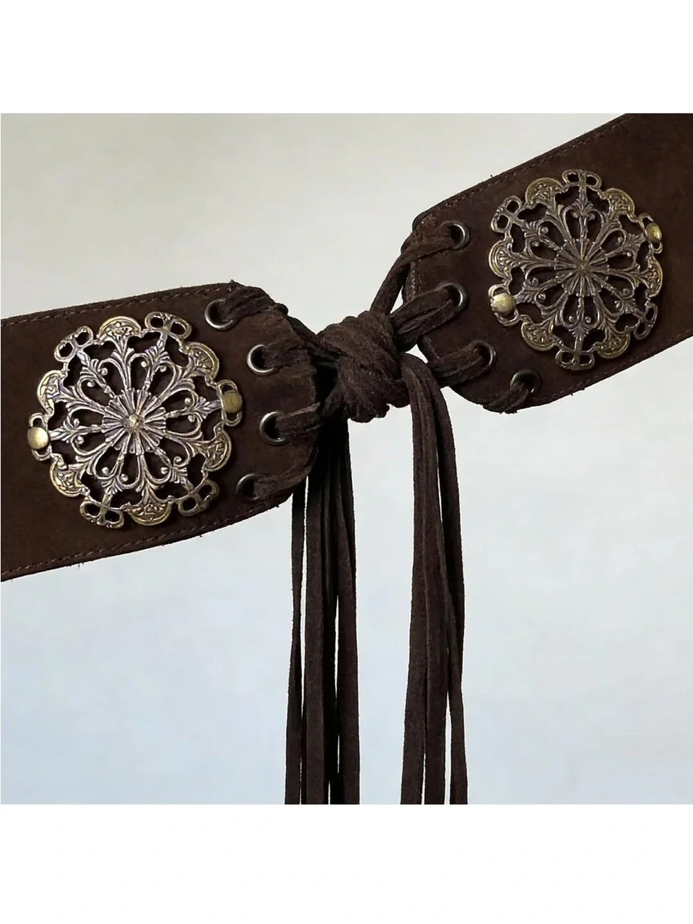 Vintage Western Suede Cinch Belt with Tassel 3.15